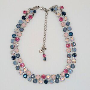 2-Strand Austrian Crystal Necklace, Spring Flowers, Cathie Nilson, Pinks, Blues